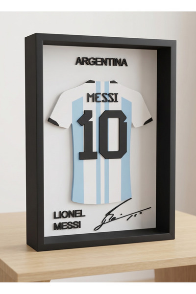 Riva Self Messi Arjantin Forma Tasarım 3D Çerçeve - Futbolseverlere Özel Kole...