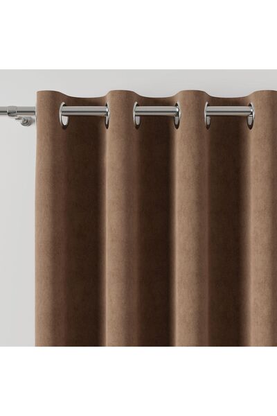 Milas Draperie din catifea maro cu inele 140x260 cm