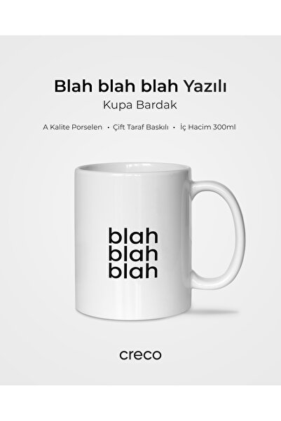 Blah Yazılı Kupa Bardak - A Kalite Porselen