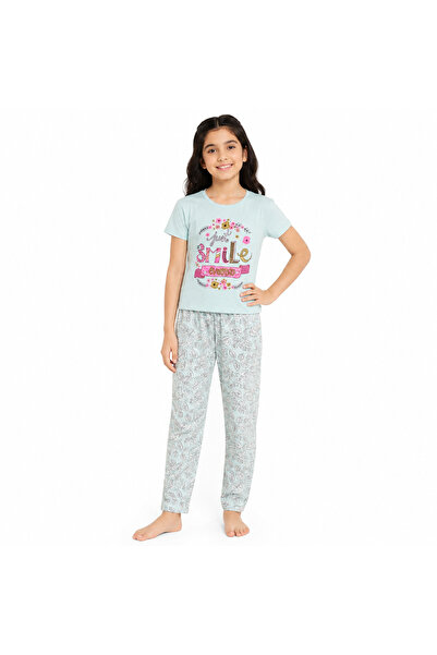 Generica Girls' Set of Two: T-Shirt and Trousers Just Smile Everyday