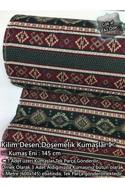 Renk Tekstil Anatolia Etnik Dokuma Kilim Şark Desenli Kumaş - Döşeme - Minder...