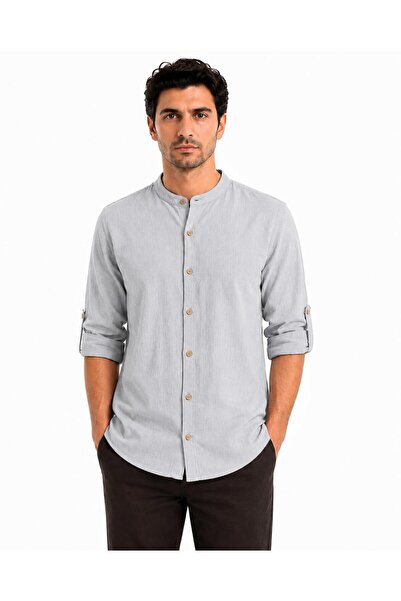 Suffa 100% Cotton Crinkle Turn-Down Collar Sports Shirt