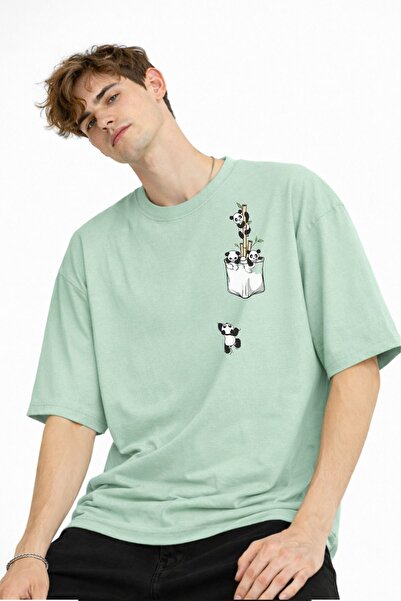 beybunn Panda - Printed Oversize T-Shirt Water Green