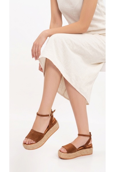 Eysha Zaren Women's Wedge Heel Sandals Straw Sole Open Toe Single Strap Ankle...