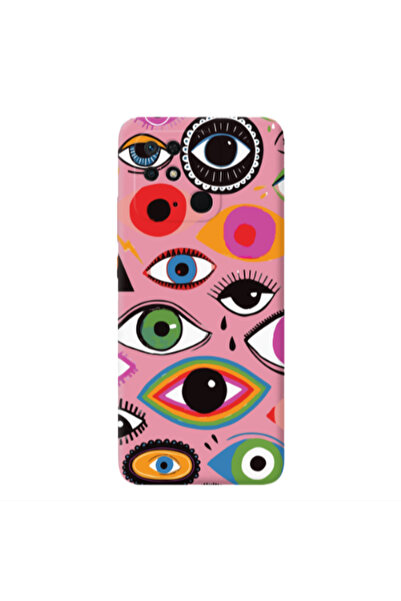 Other Xiaomi Redmi 10C Colorful eyes Pink Colored Silicone TPU Θήκη