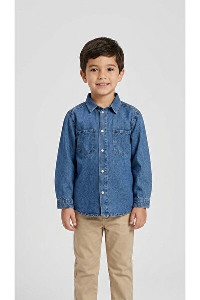 ADA YILDIZ KİDS Boy's Denim Blue Shirt 9/13 Years