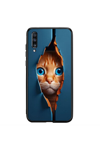 Other Samsung A70 Cat Blue Eyes Black Glossy Θήκη