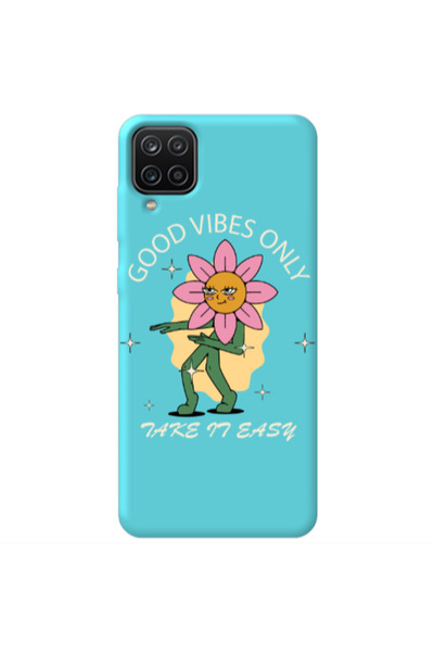 Other Samsung A12 Good Vibes Only Turquoise Colored Silicone TPU Θήκη