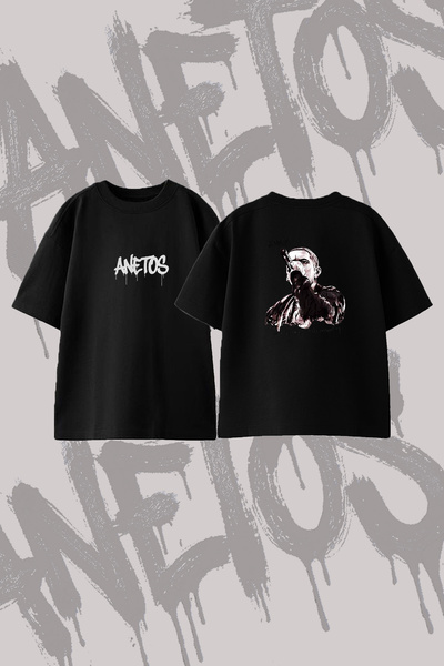 Anetos تي شيرت Eminem Rapper_3 ذو تصميم مطبوع وياقة دائرية كبيرة الحجم باللون...