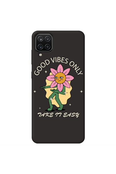 Other Samsung A12 Good Vibes Only Black Colored Silicone TPU Θήκη