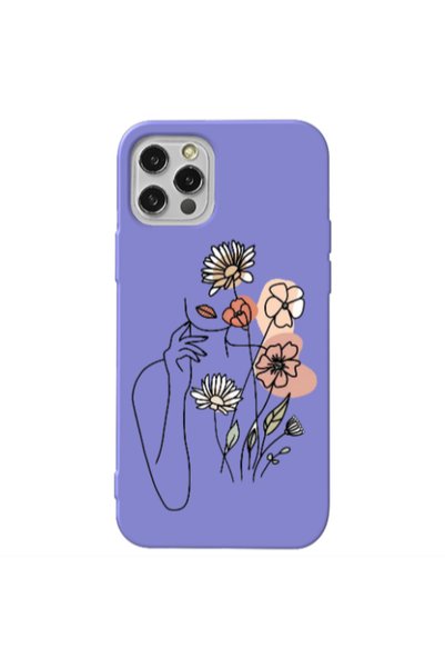 Other Apple iPhone 13 Pro Lady with Flowers Purple Colored Silicone TPU Θήκη