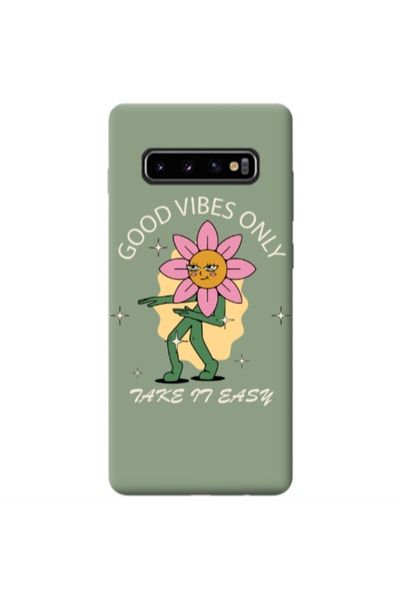 Other Samsung S10 Good Vibes Only Light Green Colored Silicone TPU Θήκη