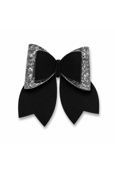 TIGEA Accessories Glitter Detailed Bow Hair Clip 9X8 cm Black - Gray