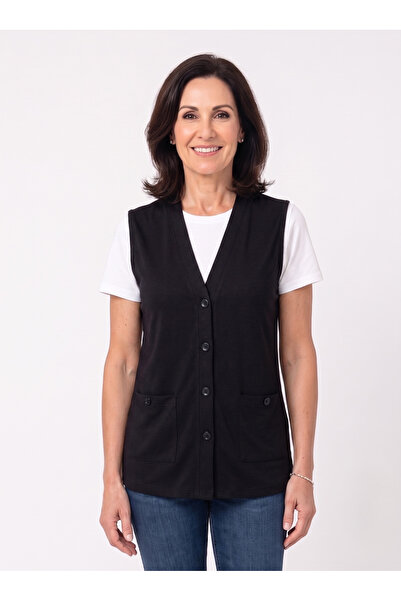 Lanze Combed Cotton Buttoned Pocketed Thin Fabric Combed Cotton Slim Fit Vest