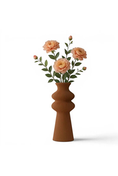 TIGEA Accessories Premium Nordic Rustic Plastic 3D Decorative Vase Brown