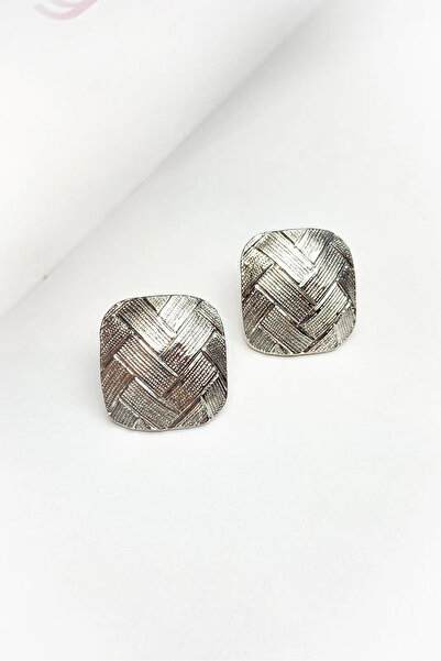 roshel Textured Silver Color Earrings