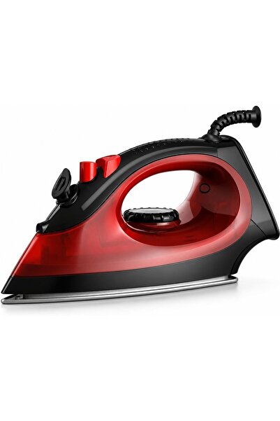 Generic 2200w Steam Iron, Non-Stick Soleplate, Adjustable Temperature Control, Continuous Steam & Spray Functions, Overheat Protection, 360° Swivel Cord, 2200 watts - Red & Black