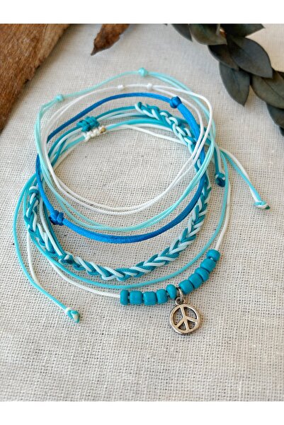Atölye Merdiven Peace Figured 5-Piece Anklet Combination Unisex