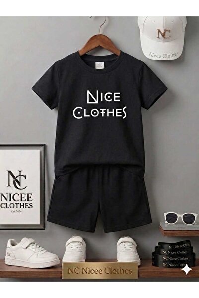NC Nicee Clothes Summer Children's T-Shirt Shorts Unisex (Dotted Nice Printed)