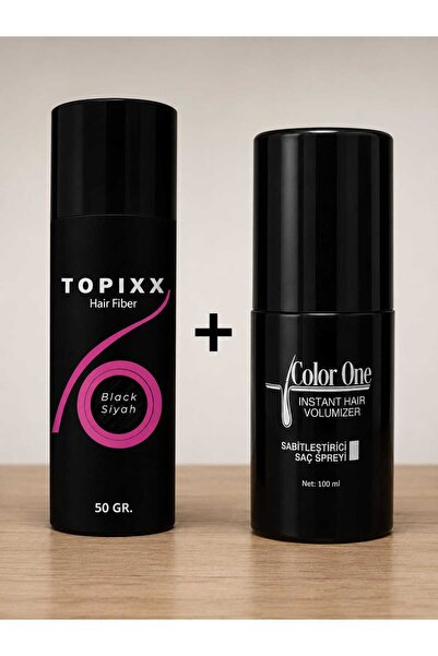 topixx hair fiber Topixx Siyah 50 Gr. Saç Tozu Topik + Color One 100 ml. Sabi...