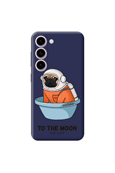 Other Samsung S23 To the moon Dark Grey Colored Silicone TPU Θήκη
