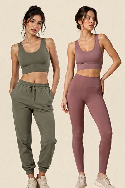 fevien Women's 2-Pack Thick Straps Padded Ribbed Diver Camisole Sports Bra Br...