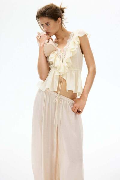 H&M Flounce-trimmed lyocell top