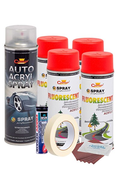 Avex Kit complet pentru repararea și vopsirea roților în roșu fluorescent, V4