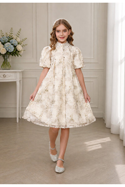 JO FASHION Girls' Dress in Beige with Soft Design
