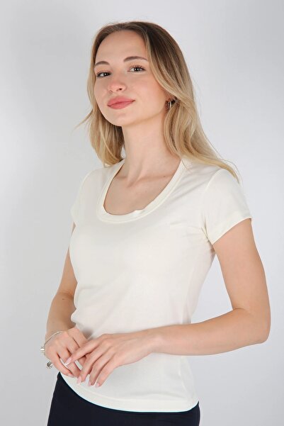 Veni Life Women's Square Neck Short Sleeve Stretch Cotton T-Shirt |   Body
