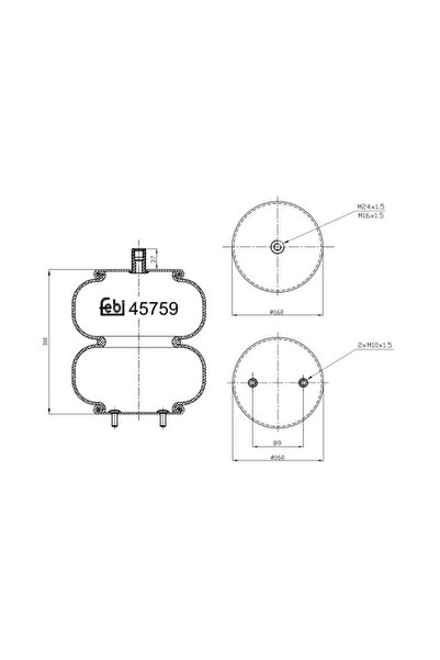 FEBI BILSTEIN Perna de Aer Fata (diametru: 160mm) Rvi Magnum Premium 2 Volvo ...