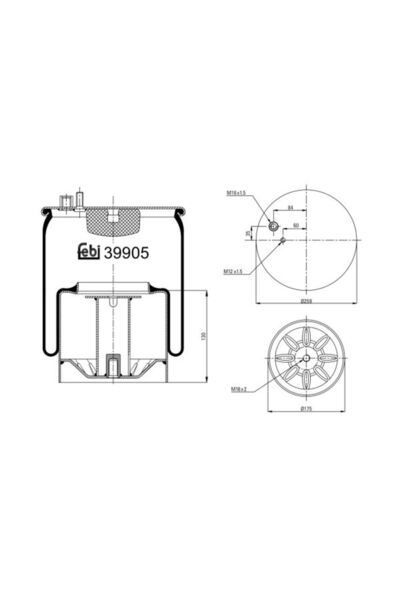FEBI BILSTEIN Perna de Aer Spate (diametru: 175/259mm) Man Foc L2000 06.93- M...