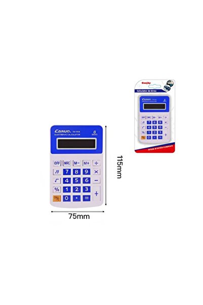SUNJOY Малък преносим бяло-син калкулатор с LCD екран, на батерии, в блистерн...