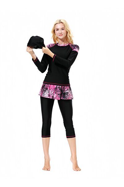 HALAMODO Womens Surfing Suit Beachwear Swimwear Short Sleeve Swimming Top Pan...