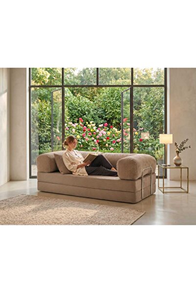 NESTİME Nestime® 180x90 Modüler Sünger Koltuk-Legoom Kanepe Fitilli Kadife Yı...
