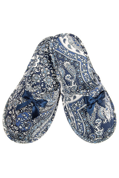 Amaryllis Slippers Γυναικεία υφασμάτινη βαμβακερή παντόφλα μπλε με σχέδιο pai...