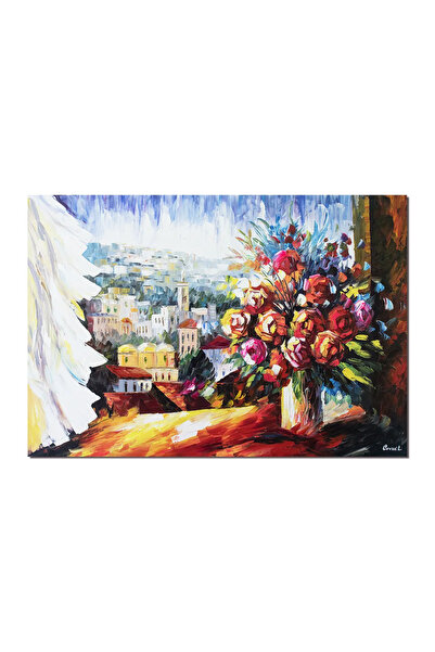 artnova Χειροποίητη ζωγραφιά βάζου με τριαντάφυλλα για το σαλόνι, Περιμένω γι...