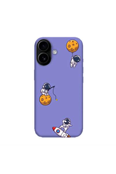 Other Apple Iphone 16 Cute astronauts Purple Colored Silicone TPU Θήκη