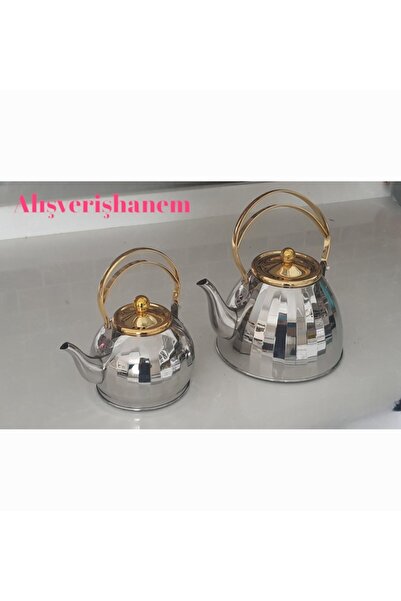 Empressco Şık 2'li Gold Kulplu Lüks Çaydanlık ve Demlik Seti