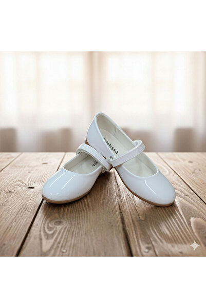welissa Girl's Ballerina Shoes White Patent Leather Evening Dress