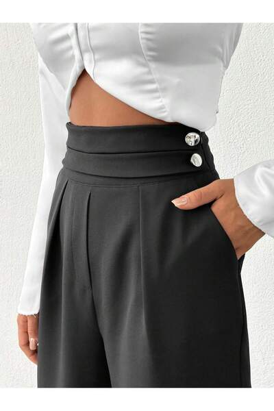 tuzu moda KADIN PANTOLONU DÜĞMELİ PANTOLON BİLEK BOY PANTOLON