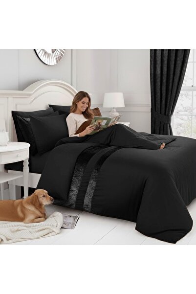 Generic Casabella Luxury Crushed Velvet Panel Band Duvet Cover Sets with Pill...