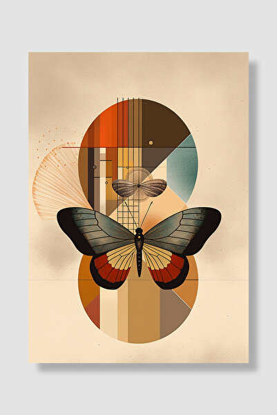 Luna Marissa Poster cu fluturi Colaj geometric abstract Tonuri pământii Artă ...