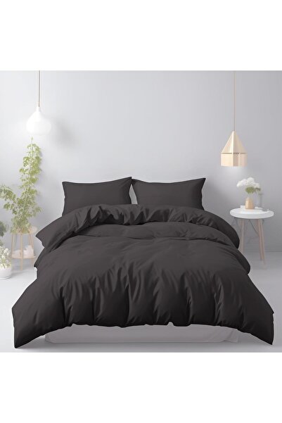 Generic LivinEase Brushed Microfibre Double Duvet Cover Sets - 100 GSM Black ...