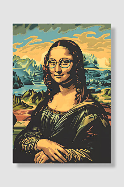 Luna Marissa Poster Mona Lisa cu ochelari albaștri, artă pop retro, cer galbe...