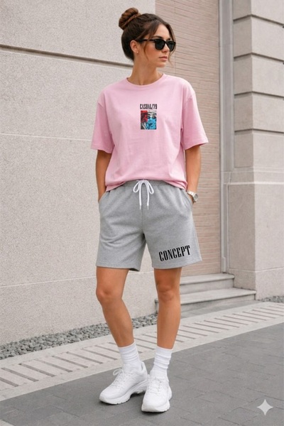 orwen life est. 2022 Unisex Casual Oversize T-Shirt & Shorts Set Concept Printed