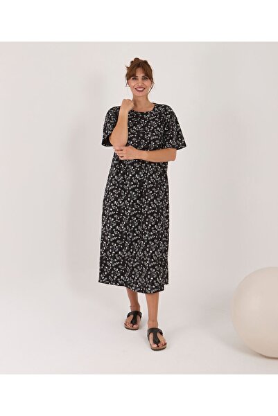 AYSUN TEKSTİL Plus Size Crew Neck Short Sleeve Women's Comfort Fit Nightgown(...