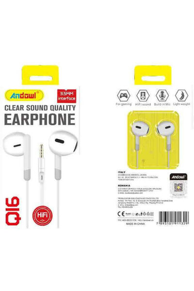Andowl Q16 Ενδοωτικά ακουστικά handsfree με βύσμα 3.5mm