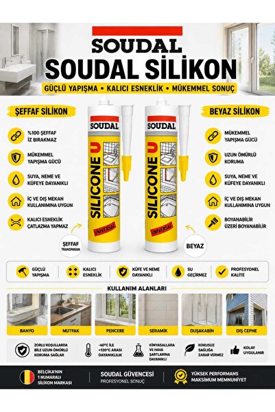 Soudal SLİKON SETİ (ŞEFAF BEYAZ)