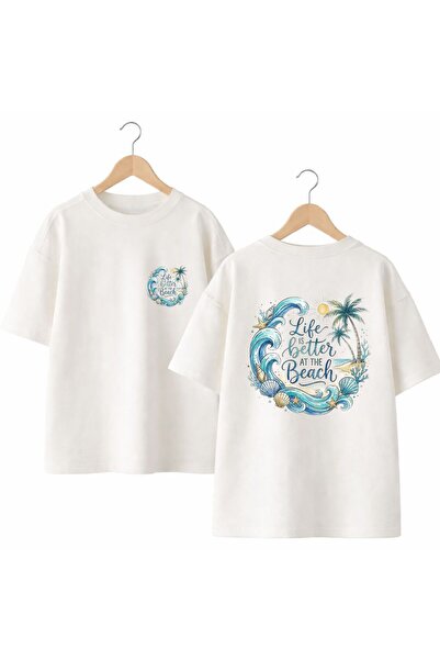 playwear Tricou cu decolteu rotund, imprimat pe spate și pe piept, 100% bumba...